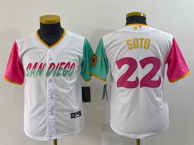 Youth San Diego Padres #22 Juan Soto White 2022 City Connect Cool Base Stitched Jersey->mlb youth jerseys->MLB Jersey